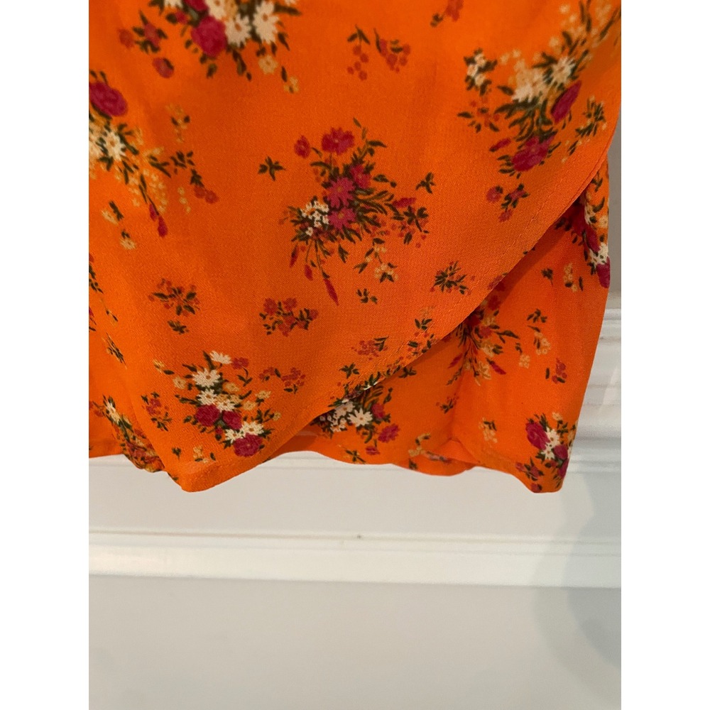 Reformation Saoirse Orange Floral Sweetheart Faux Wrap Dress Size 2 Summer - Picture 12 of 12